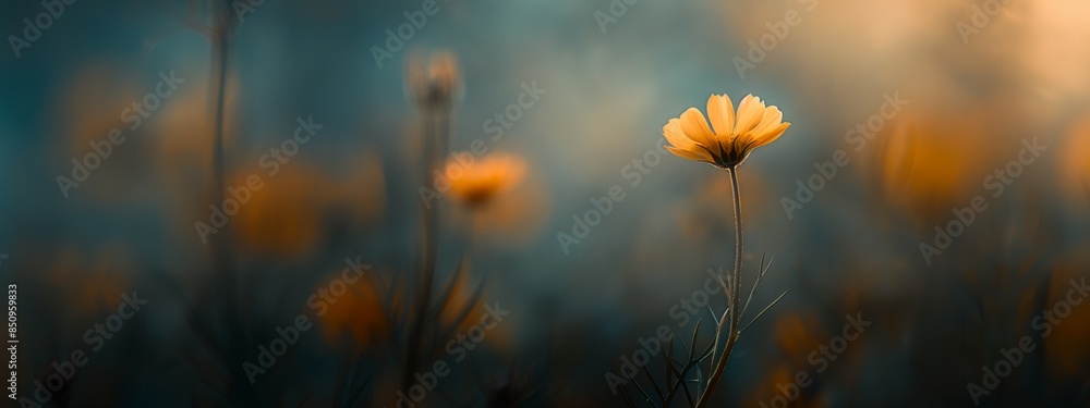 soft focus with bokeh morning wildflower Yellow Cosmos field, beautiful nature spring summer field background with copy space soft focus with bokeh morning wildflower Yellow Cosmos field, beautiful nature spring summer field background with copy space