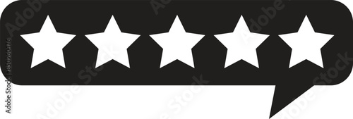 Five star rating bubble icon . 5 star feedback icon . Customer product rating bubble icon vector
