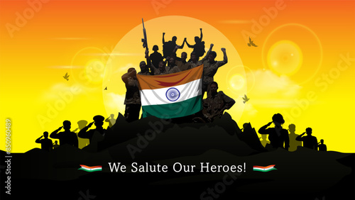 Kargil Vijay Diwas or victory day 26 july. Indian army remembering and celebrating.