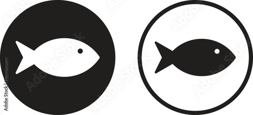 Fish icon set in two styles isolated on white background . Vector illustration