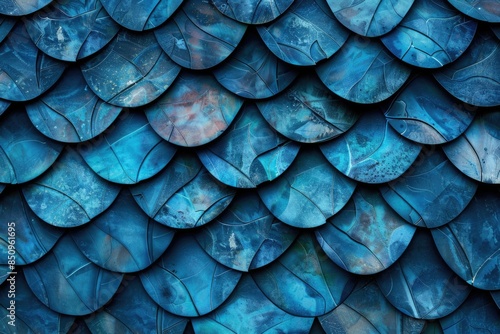Close-up image of blue fish scales