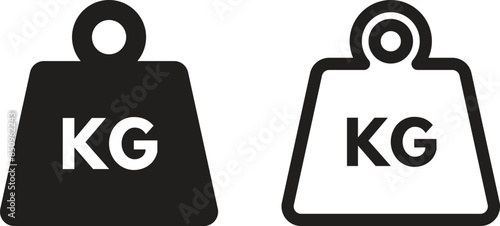 Kilogram weight icon set in two styles . KG weight icon . Scale icon vector