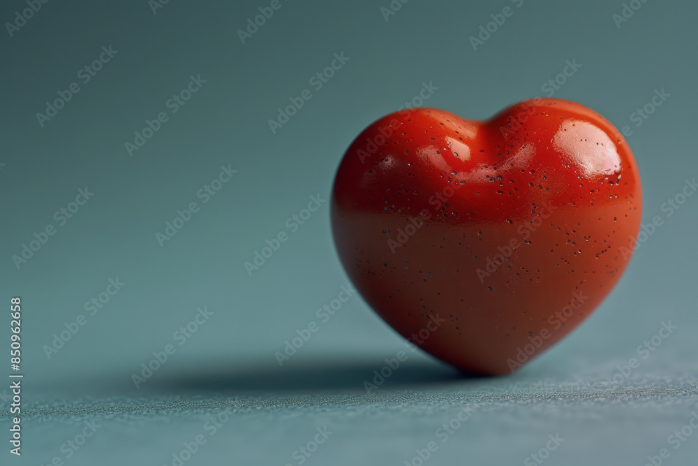Fototapeta premium Minimalist aesthetic of a heart-shaped stress ball on a plain background,