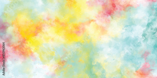 Abstract clouds of color smoke colorful texture background. Medium turquoise, pastel orange and royal blue color background of color stains of paints.