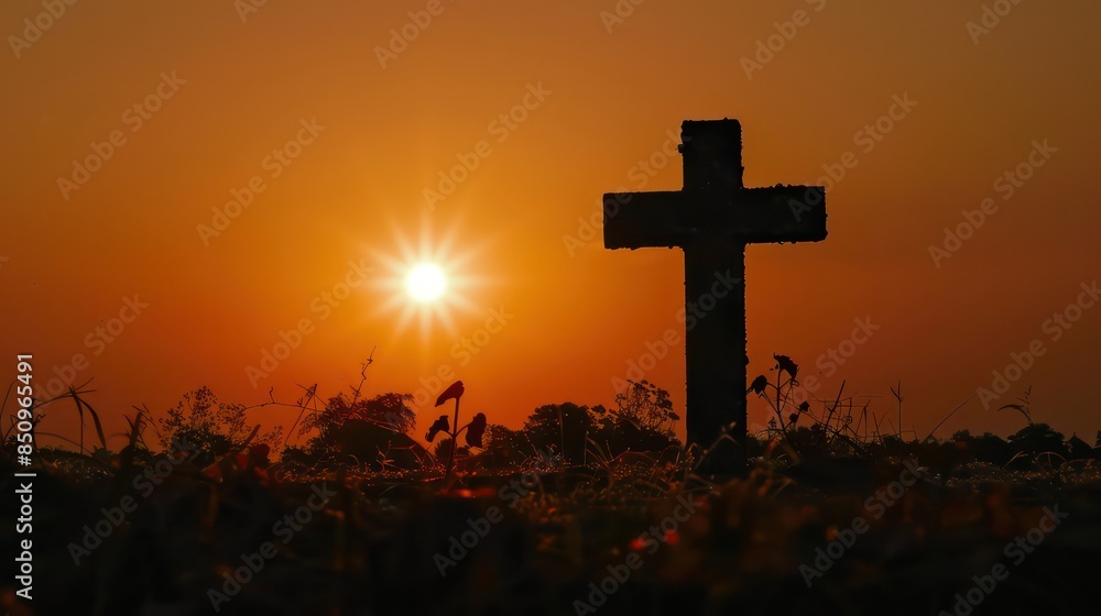Battlefield Cross Silhouette in the Morning Light Battlefield Cross Silhouette in the Morning Light