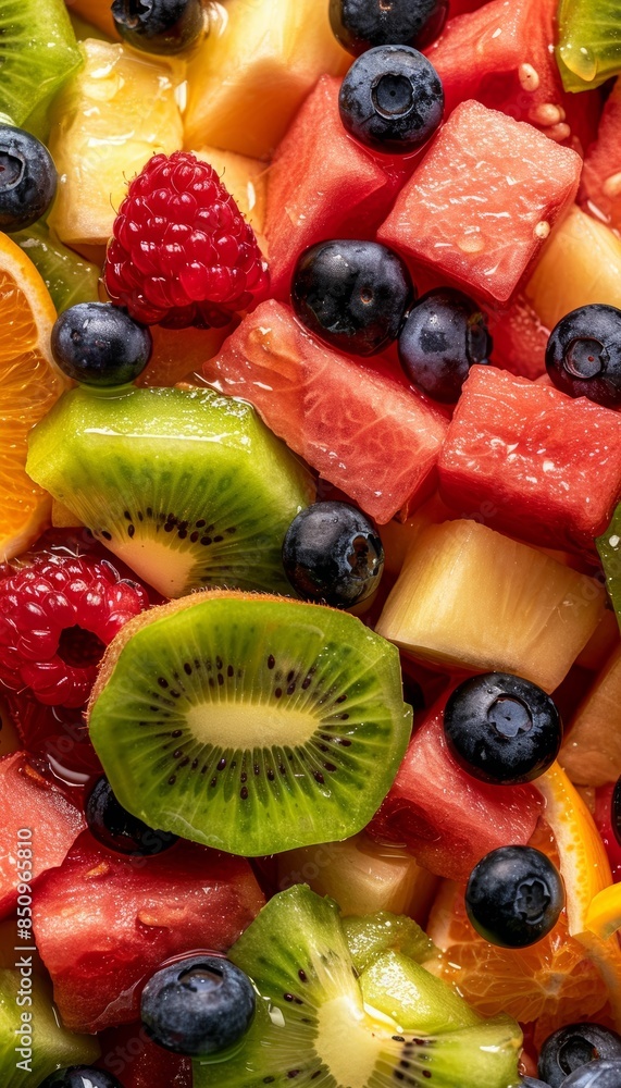 Refreshing Summer Fruit Salad with Watermelon, Blueberries, Kiwi, Pineapple, and Melon for Healthy Snacks Refreshing Summer Fruit Salad with Watermelon, Blueberries, Kiwi, Pineapple, and Melon for Healthy Snacks