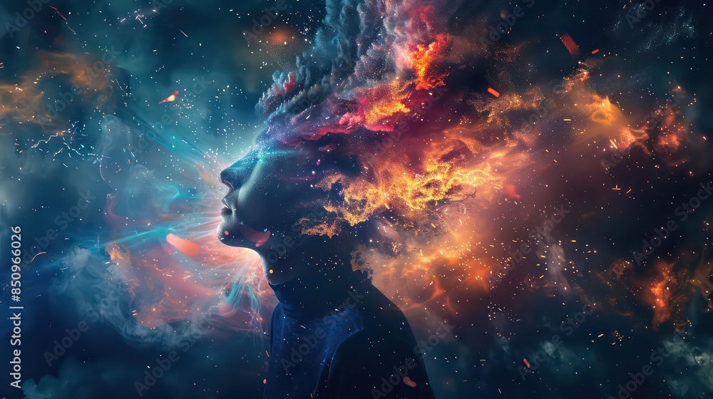 illustration of annual collective mind concept art, exploding mind ...