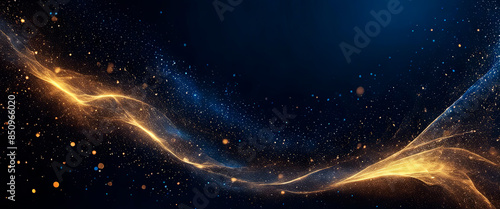 Dark blue and glow particle abstract background.