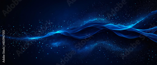 Dark blue and glow particle abstract background.