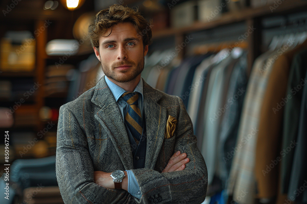Fototapeta premium Generative AI - A sales assistant in a store of clothes