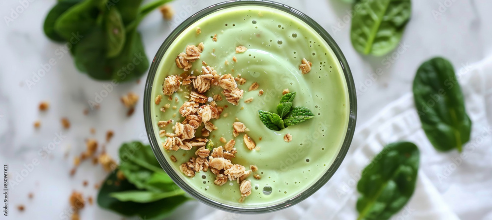 Spinach Shake with Granola and Mint Spinach Shake with Granola and Mint