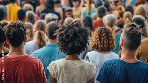 Crowd of people from behind at a concert or festival. AIG535