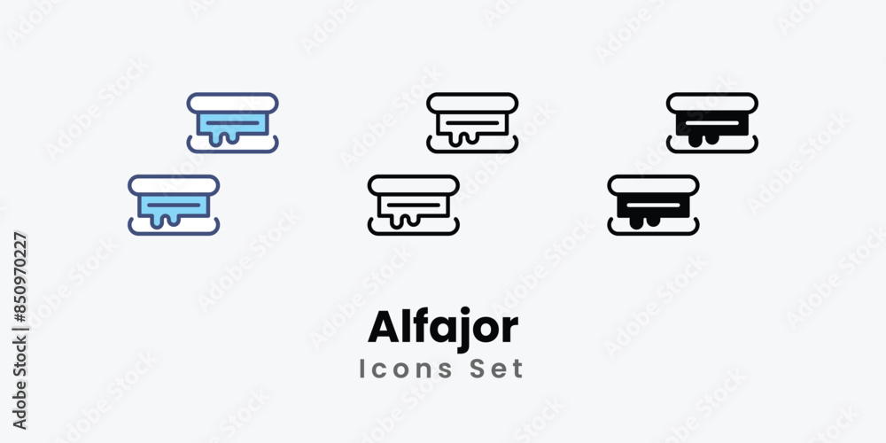 Alfajor icons vector set stock illustration Alfajor icons vector set stock illustration