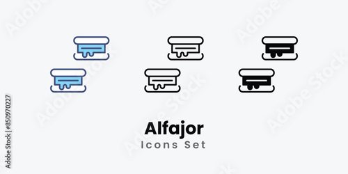 Alfajor icons vector set stock illustration