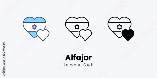 Alfajor icons vector set stock illustration