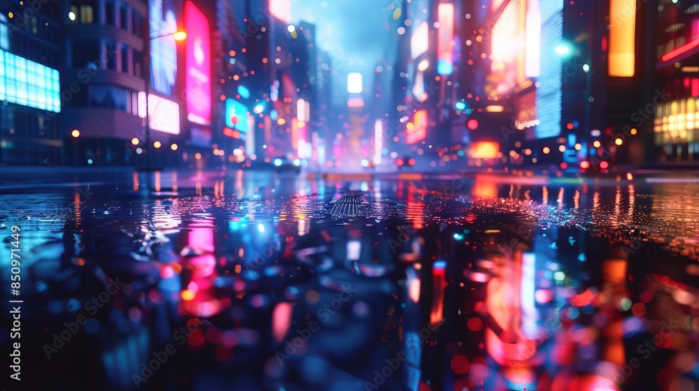 Fototapeta premium Cityscape design with neon lights
