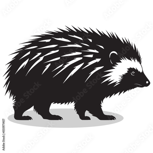 Porcupine silhouettes and icons. Black flat color simple elegant white background Porcupine animal vector and illustration.