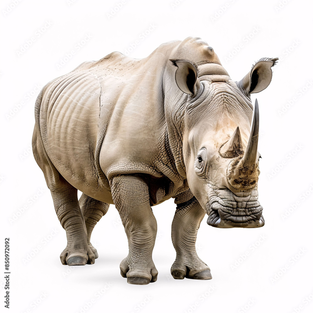 Obraz premium Portrait of a rhinoceros on white background