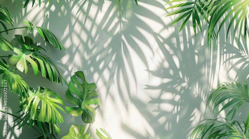 Fototapeta premium Plain background with palm trees