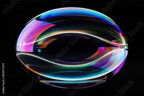 iridescent liquid blob with holographic reflections on black background abstract photo © furyon
