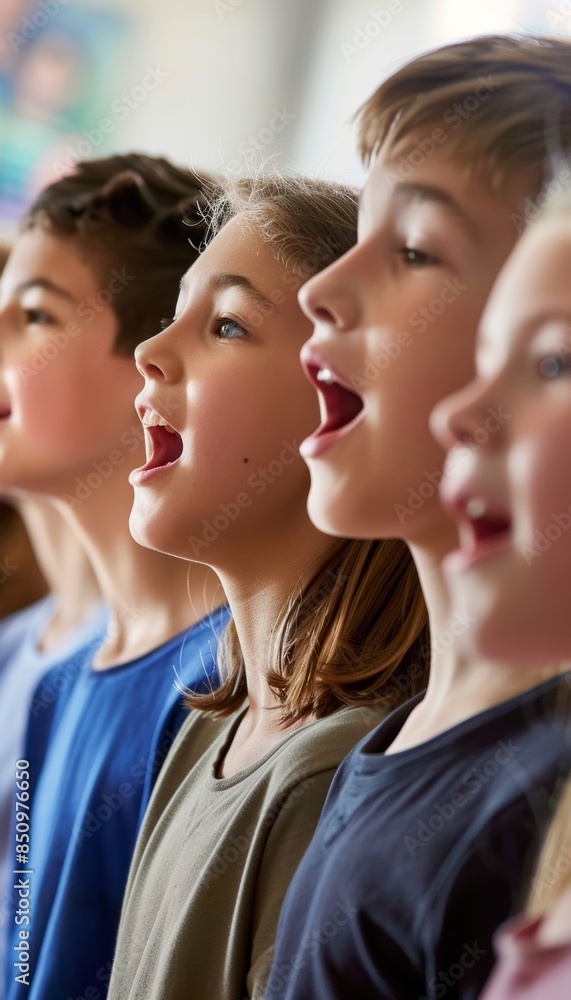School Choir Practice Session: Students Singing Harmoniously in Music Room - Educational Engagement School Choir Practice Session: Students Singing Harmoniously in Music Room - Educational Engagement
