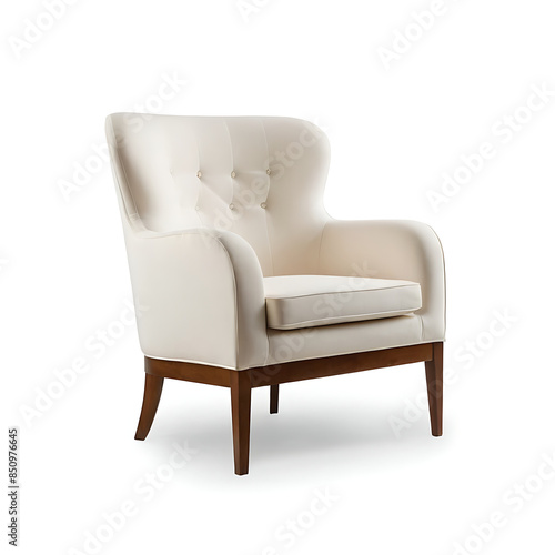 A stylish, modern lounge chair with a light green fabric upholstery and wooden legs.Living room furniture Office seating Hotel lobby or lounge area Retail store display Waiting room seating © mudasar