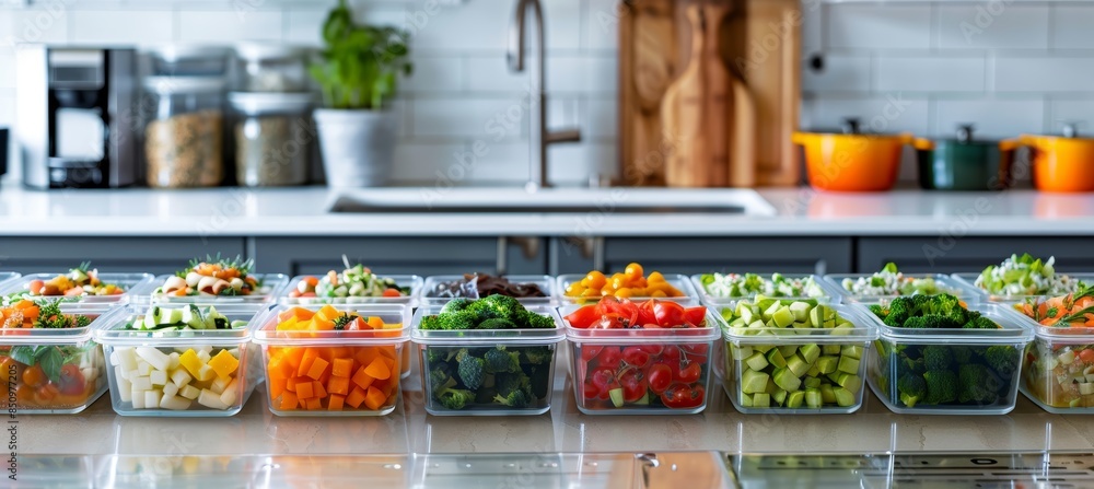 Organized Meal Prep for the DASH Diet in a Modern Kitchen Setting - Weekly Healthy Eating Plan Organized Meal Prep for the DASH Diet in a Modern Kitchen Setting - Weekly Healthy Eating Plan