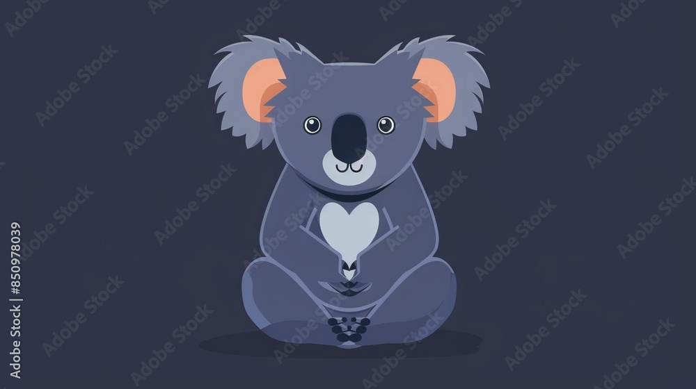 A koala sits on the ground with its head turned and wide-open eyes A koala sits on the ground with its head turned and wide-open eyes
