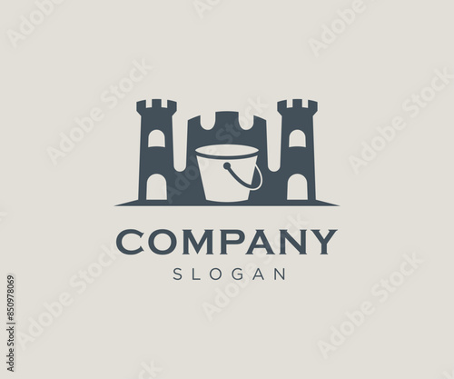 Sand Castle property real estate building logo design. Tower castle illustration vector