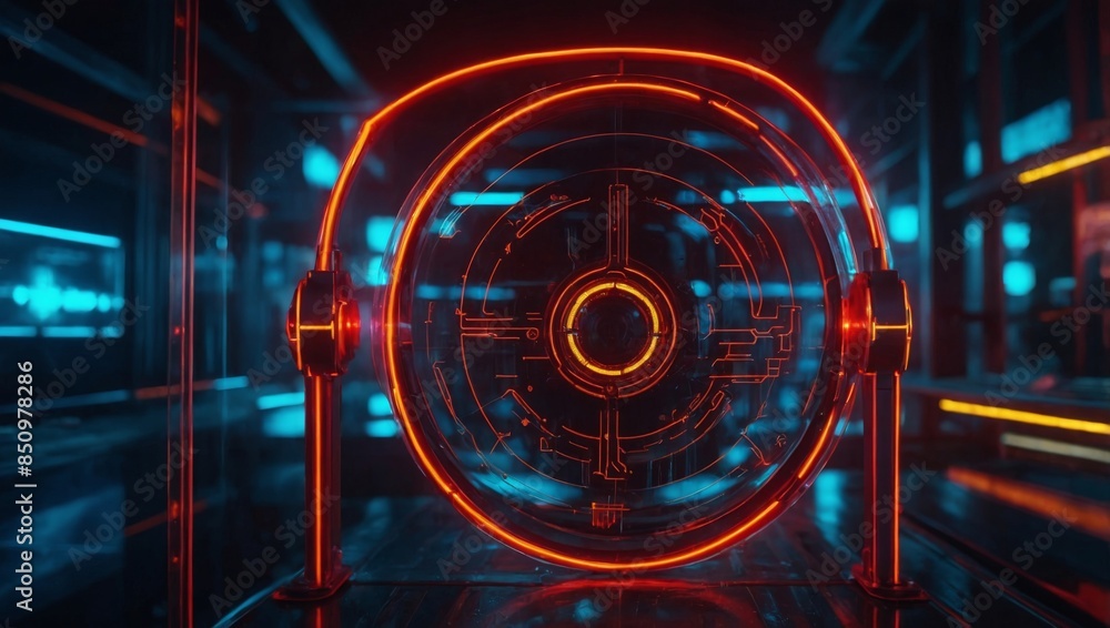 Advanced AI motion detection system with neon-lit sensors and holographic interface, dynamic style, vibrant neon red and yellow colors, highly detailed, cinematic lighting Advanced AI motion detection system with neon-lit sensors and holographic interface, dynamic style, vibrant neon red and yellow colors, highly detailed, cinematic lighting