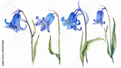 Delicate Bluebells on White Background for Spring Decor Generative AI