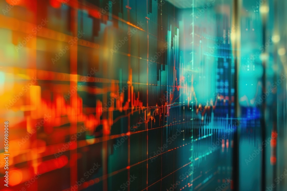 Dynamic overlay of stock market data charts with a futuristic digital background Dynamic overlay of stock market data charts with a futuristic digital background