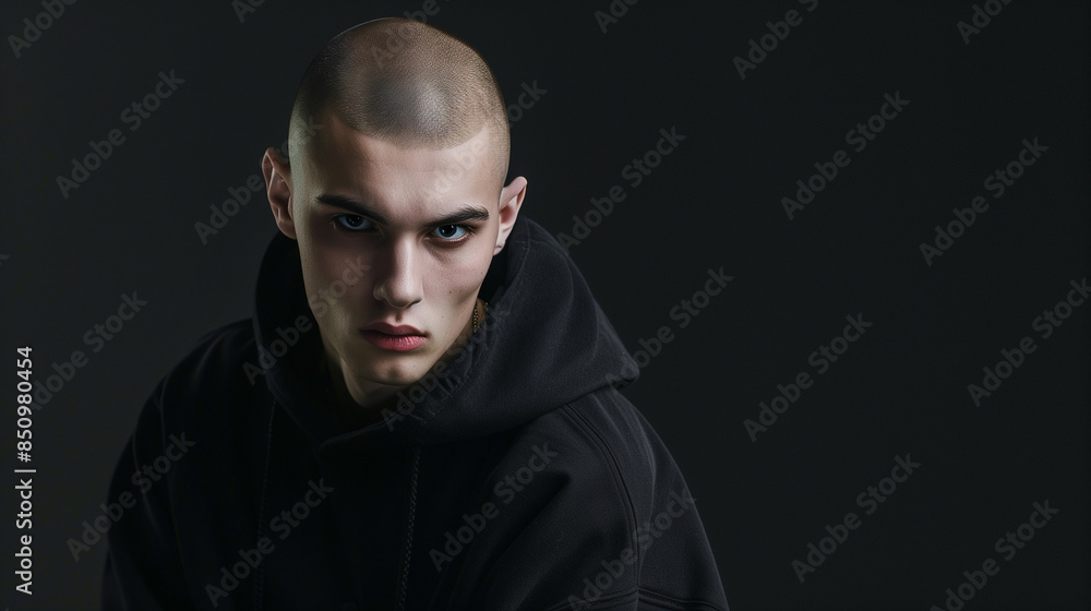Obraz premium young guy model in black tones
