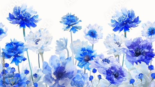 Vibrant Watercolor Flowers on White Background for Spring Decor Generative AI photo