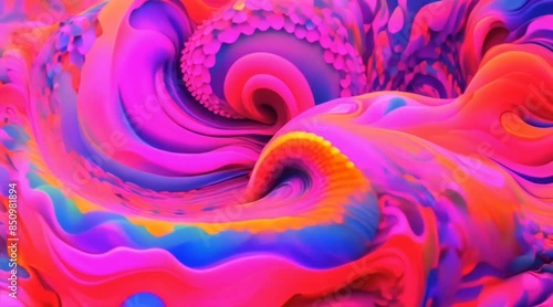 Wallpaper Mural Neon, purple, pink spiral abstraction 3d Torontodigital.ca