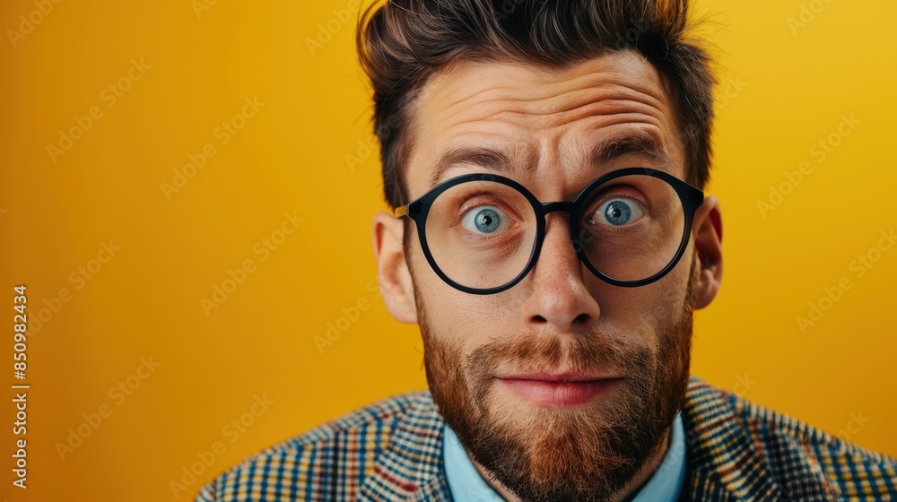 a with glasses and a beard looking surprised a with glasses and a beard looking surprised