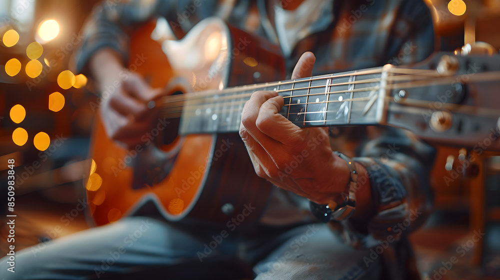 Fototapeta premium person playing guitar