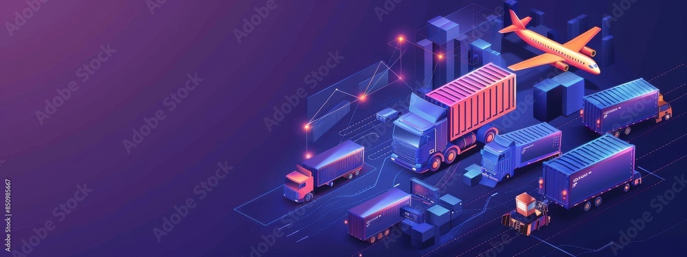 Fototapeta premium Digital Freight Forwarding Platform: An online platform connecting shippers and carriers, facilitating easy booking, tracking, and management of freight forwarding services.