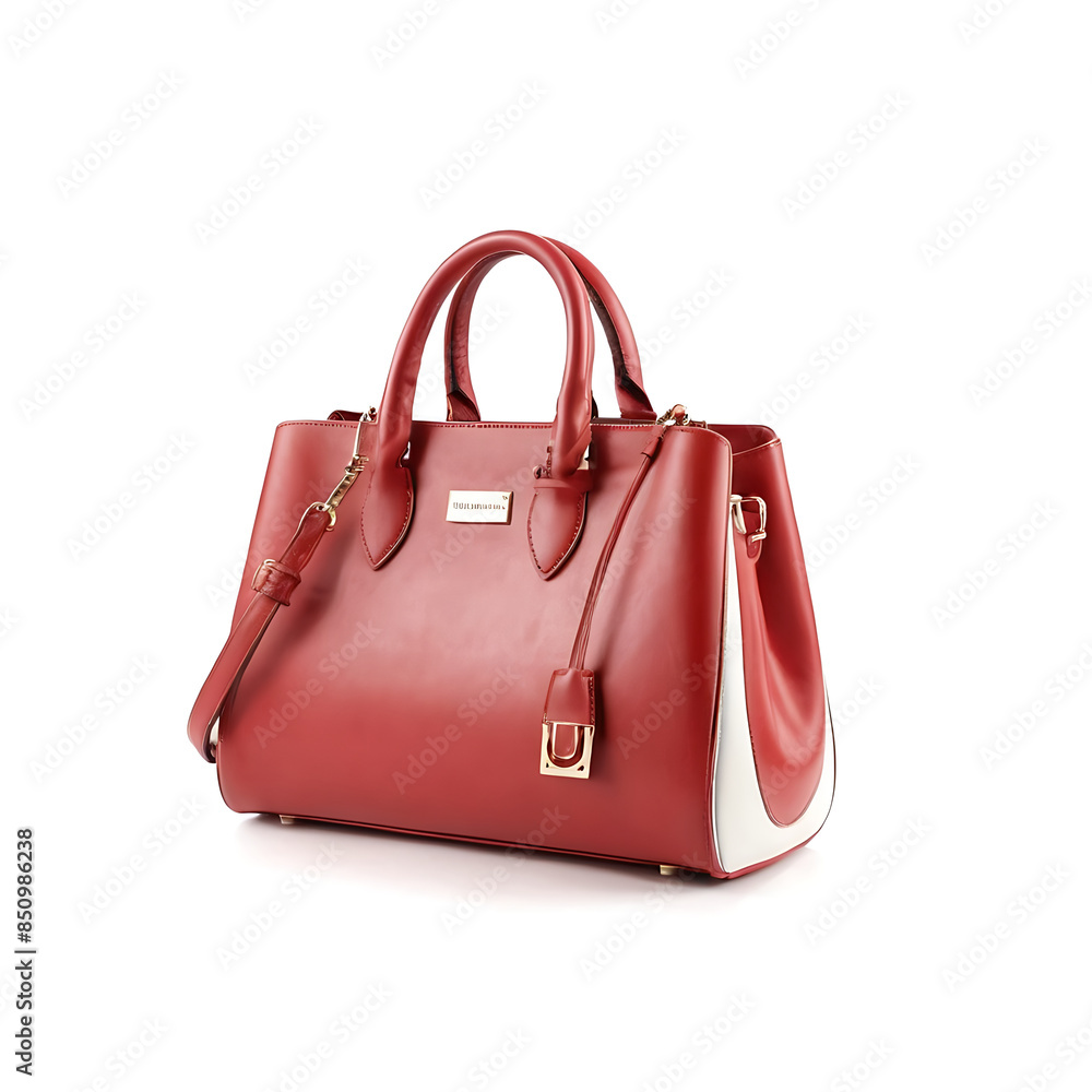 A stylish, red and white leather handbag with gold hardware. Perfect for everyday use or special occasions. Ideal for fashion bloggers, online retailers, or lifestyle magazines. A stylish, red and white leather handbag with gold hardware. Perfect for everyday use or special occasions. Ideal for fashion bloggers, online retailers, or lifestyle magazines.