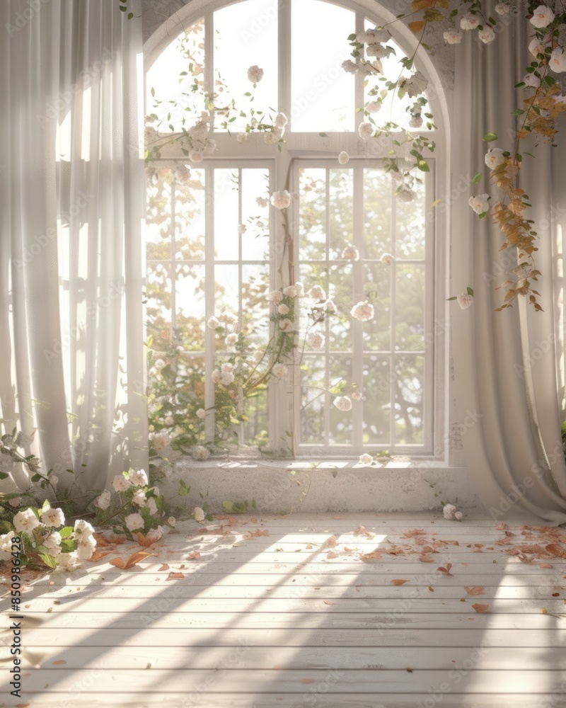 Sunlight Through a Window with Rose Vines Sunlight Through a Window with Rose Vines