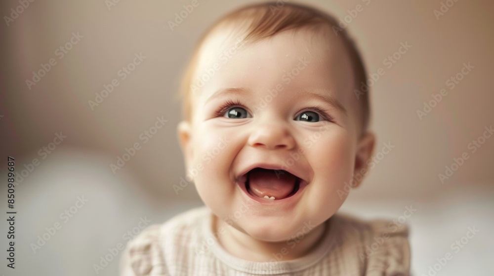 Happy smiling baby with plain background Happy smiling baby with plain background