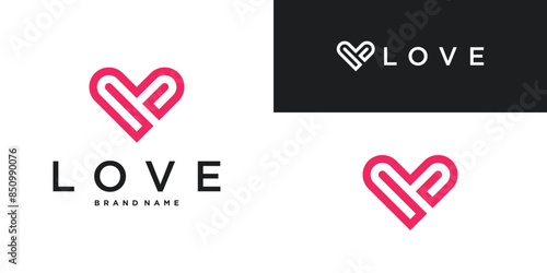 Love logo design with a simple and minimalist template. Premium Vector