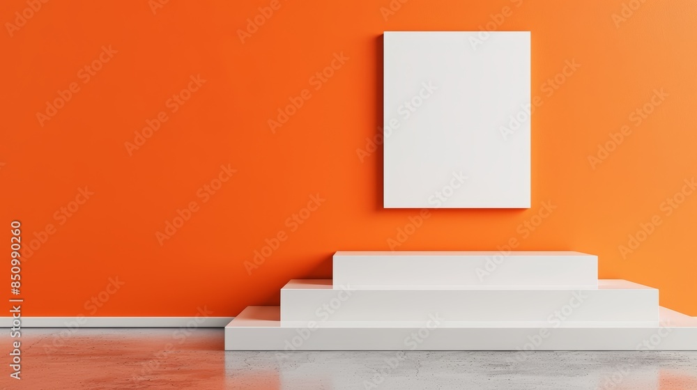 Contemporary art gallery, minimalist architecture highlighted by vibrant orange elements, clean and open space, showcasing modern artworks beautifully Contemporary art gallery, minimalist architecture highlighted by vibrant orange elements, clean and open space, showcasing modern artworks beautifully