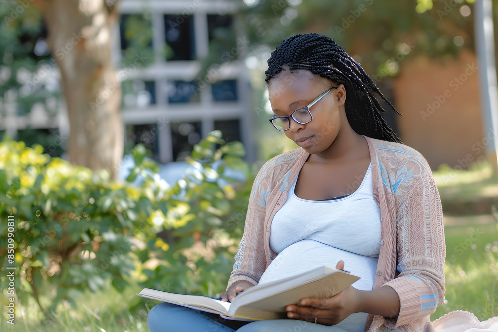 pregnant woman reading a book, pregnant student preparing for exams pregnant woman reading a book, pregnant student preparing for exams