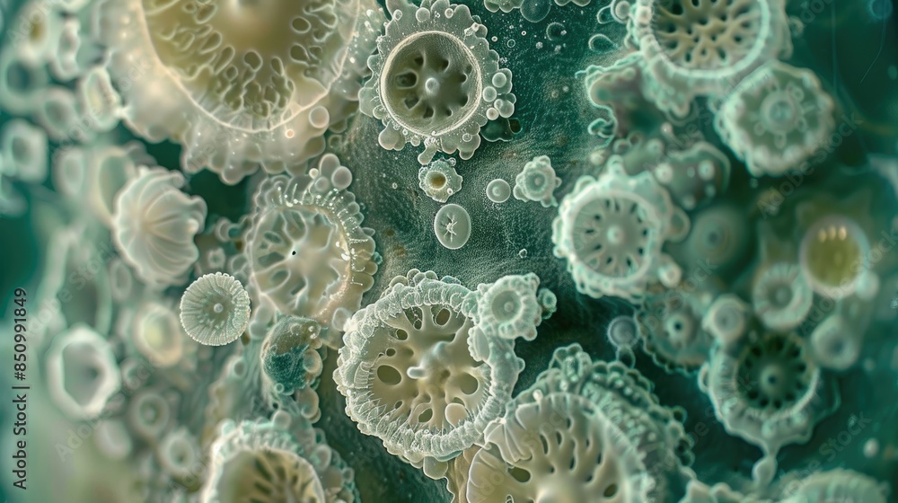Mold Sample Microscopic Photo Microscopic examination of mold in lab setting ...