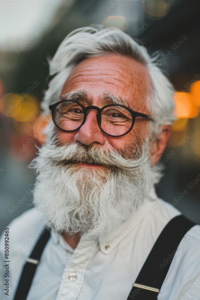 close-up portrait photo of stylish happy old man with modern haircut, big beard and well dressed. close-up portrait photo of stylish happy old man with modern haircut, big beard and well dressed.