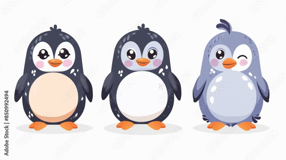 Fototapeta premium Penguin. Flat vector illustration of cute animal. Baby nursery art.