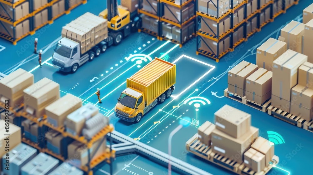 Smart warehouses with integrated IoT devices for inventory management. Smart warehouses with integrated IoT devices for inventory management.