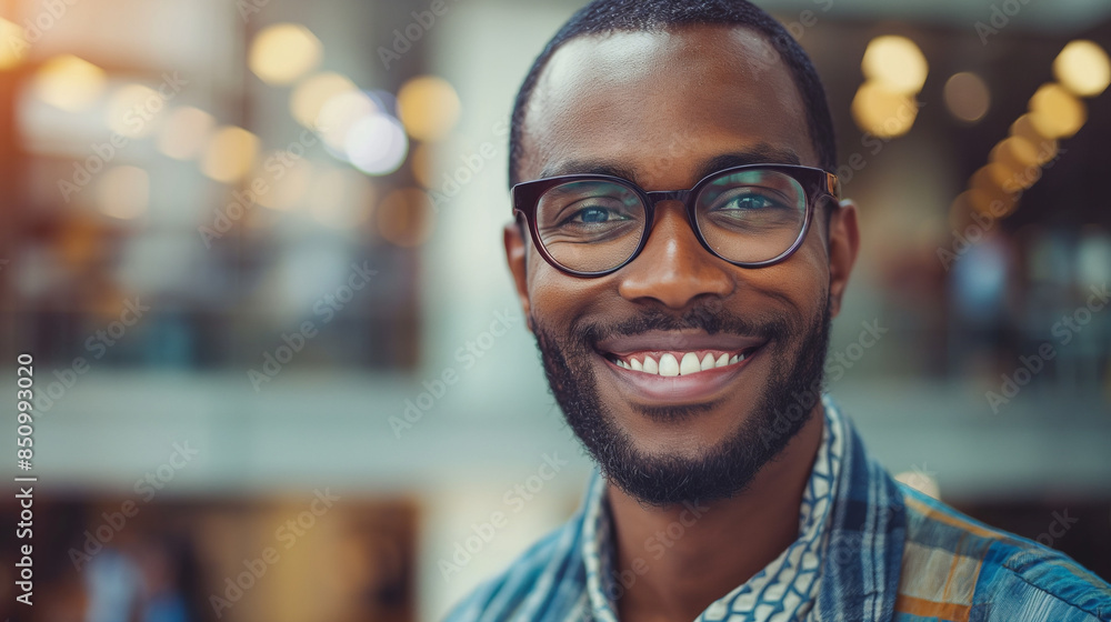 Young professional smiling while wearing glasses in office building Young professional smiling while wearing glasses in office building