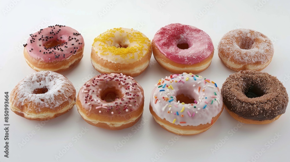 Assorted donuts on a white surface Assorted donuts on a white surface